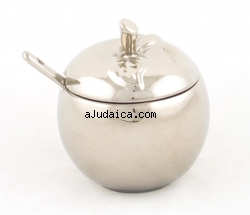 Silver Ceramic Apple Honey Dish by aJudaica