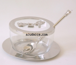 Nickel & Glass Honey Dish by aJudaica