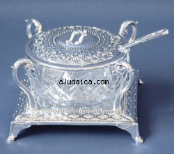Silver Plated Glass Honey Dish by aJudaica