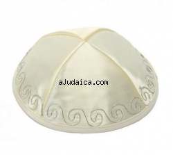 Beige Satin Kippah by aJudaica