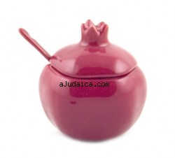 Red Ceramic Pomegranate Honey Dish by aJudaica