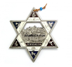 Star of David with Jerusalem Background by aJudaica
