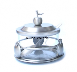 Pewter & Glass Honey Dish by aJudaica