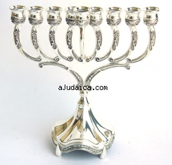Medium Nickel Menorah Hanukia by aJudaica