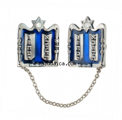 Silver Plated Ten Commandments Tallit Clips by aJudaica
