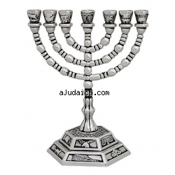 Twelve Tribes 7 Branch Menorah by aJudaica