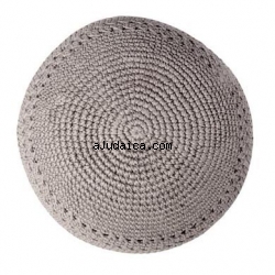 Gray Knitted Kippah 6.5" by aJudaica