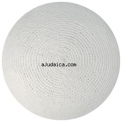 Kippah 6" - White by aJudaica
