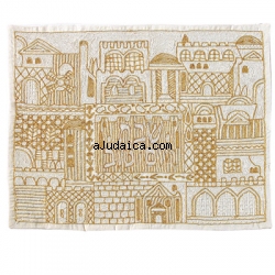 Jerusalem in Gold Challah Cover by aJudaica