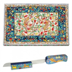 Oriental Challah Board & Challah Knife + Stand by aJudaica