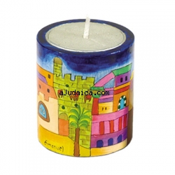 Memorial (Yarhzeit) Candle Holder - Jerusalem Old City design by aJudaica