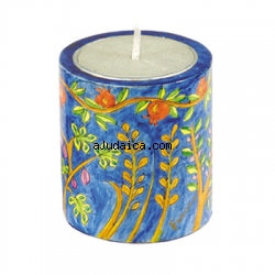 Memorial - Yarhzeit Candle Holder - Seven Species design by aJudaica