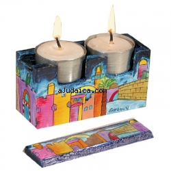 Jerusalem Travel Candlesticks by aJudaica