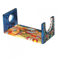 Hand Painted Wooden Shofar Stand-Large by aJudaica