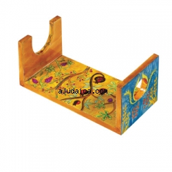 Hand Painted Wooden Shofar Stand-Large by aJudaica