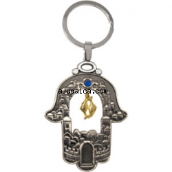 Judaic Keychain- Hamsa with two fish design by aJudaica
