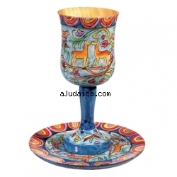Kiddush Cup and Plate Set by aJudaica