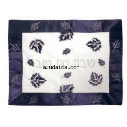 Black and White Leaf Challah Cover by aJudaica