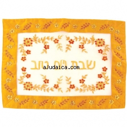 Gold Flower Challah Cover by aJudaica