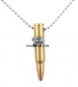 Bronze Israeli Army M-16 Rifle Bullet Pendant - Armored Corps Symbol by aJudaica