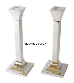Square silver plated Candlesticks by aJudaica