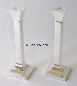 Square silver plated Candlesticks by aJudaica