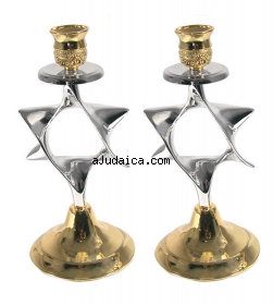 Silver and Gold Plated Candlesticks by aJudaica
