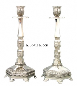 Large Silver Plated Candlesticks - Jerusalem by aJudaica