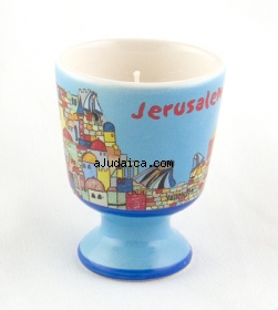 Ceramic Yahrzeit Candle - Jerusalem by aJudaica