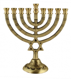 Pewter Plated Hanukkah Menorah - Star of David by aJudaica