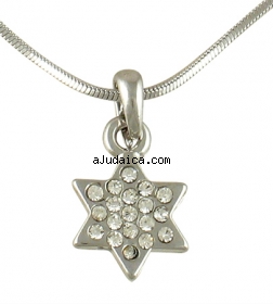Rhodium Star of David Pendant with chain by aJudaica