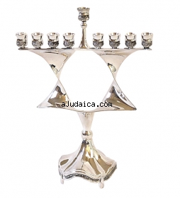 Silver Plated Menorah (Hanukia) Magen David by aJudaica
