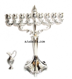 Large Silver Plated Menorah Hanukia by aJudaica