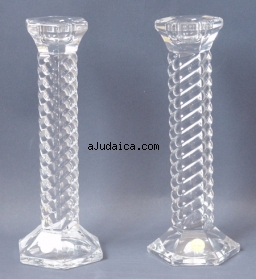 Glass Spiral Design Candlesticks by aJudaica