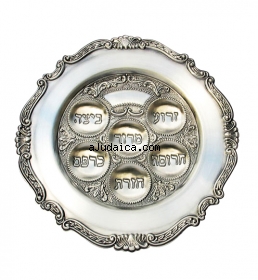 Round Pewter Passover Plate by aJudaica