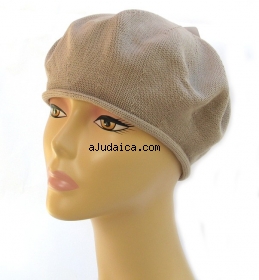 Womens Classic Beige Cotton Beret by aJudaica
