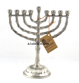 Pewter Hanukkah Menorah by aJudaica