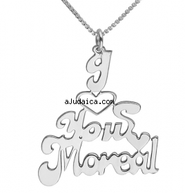 Silver English Name Necklace - I Love You by aJudaica