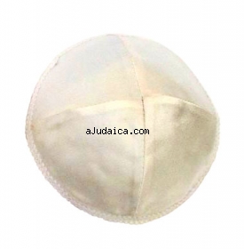 White strip satin kippah by aJudaica