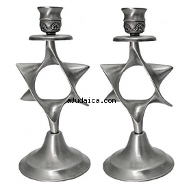 Pewter Magen David Candlesticks by aJudaica