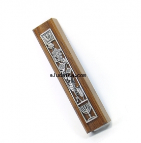 Dark Wood Seven Species Mezuzah by aJudaica