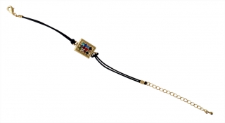 Gold color Breastplate Bracelet on Leather Cord by aJudaica