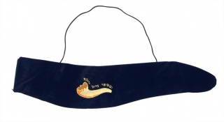 Gold Shofar Design black Velvet Yemenite Shofar Pouch by aJudaica