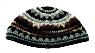White brown beige and gray Frik kippah by aJudaica