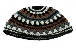 White brown and gray Frik kippah by aJudaica