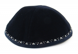 Hand Decorated "Diamond" Velvet Kippah by aJudaica