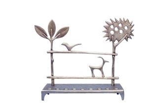 Alumimium Hanukkah Menorah Forest by Shraga Landesman by aJudaica