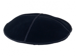 Black Suede Kippah with attached clip by aJudaica