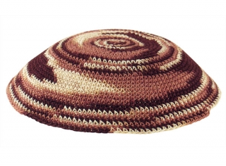 Knitted Kippah in shades of brown by aJudaica