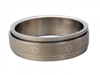 Stainless Steel Revolving Star of David Ring by aJudaica